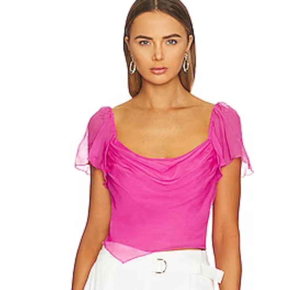 Amanda Uprichard Aliyah Top in Rose Pink
